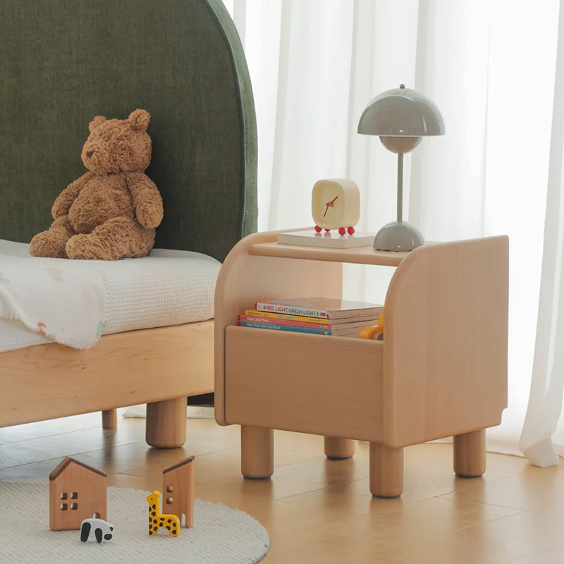 Premium Minimalist Kids Bedside Cabinet - Sturdy Beech Wood & Heavy-Duty Drawer Slides Nightstand 1-Drawer For Bedroom