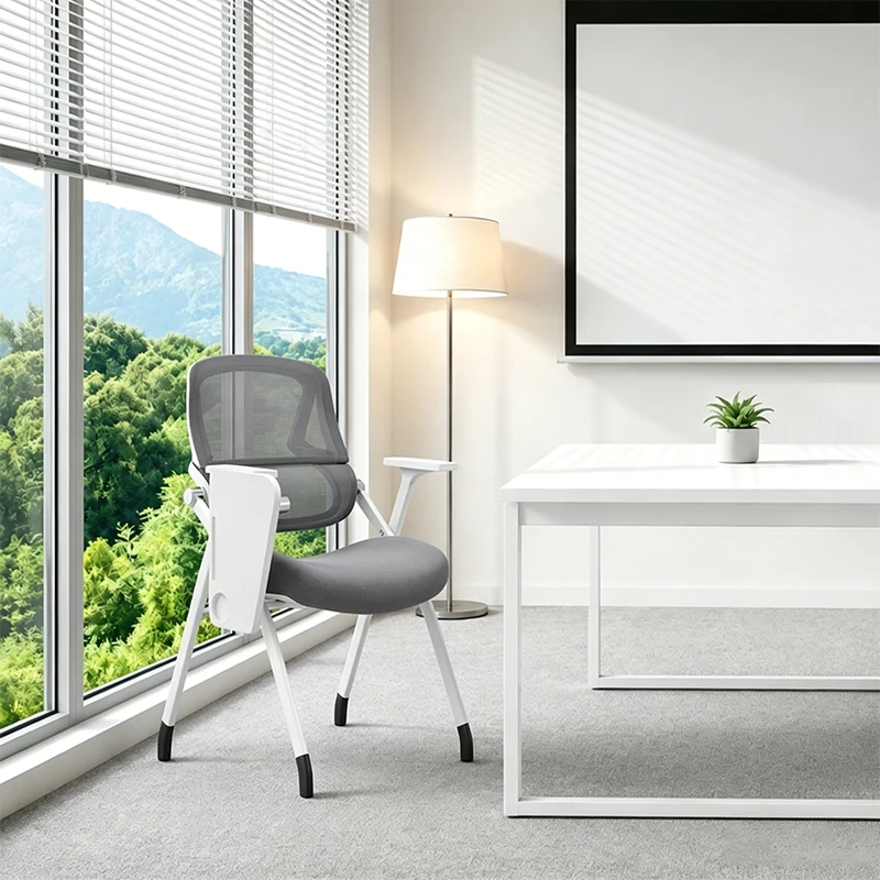 Modern Conference Office Chair With Writing Board - Space Saving Folding Training Desk Chair For Home Office