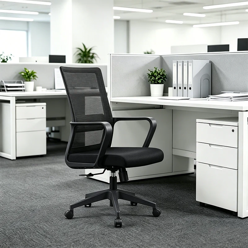 Modern Adjustable Mid-Back Mesh Task Chair - Rectangular Lumbar Support Reclining Tilt Desk Chair For Home Office