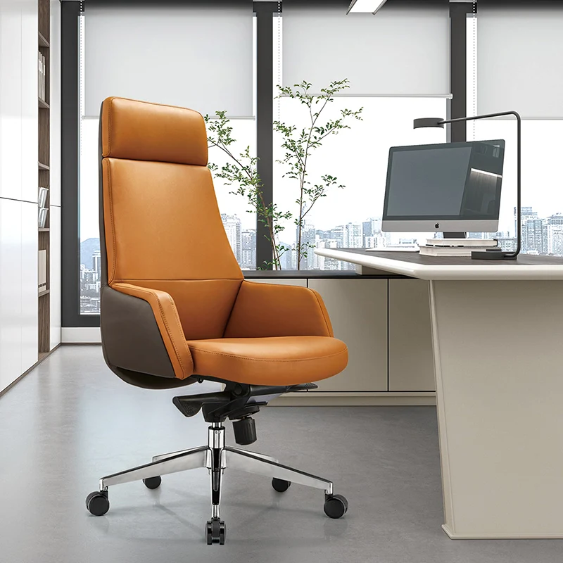 Modern Minimalist Premium Executive Chair: Faux Leather Reclining High-Back Chair - Ergonomic Desk Chair For Home Office