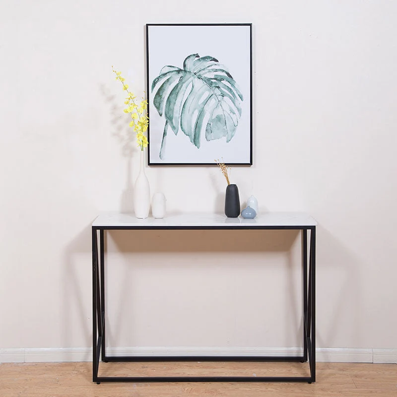 16" W Modern Stone Console Table Resistant Frame Accent Table for Hall