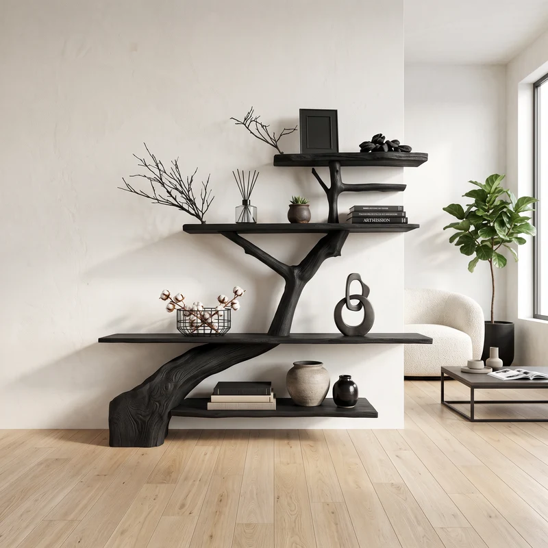 Rustic Tree Shelf Entry Living Room SINLSATB217