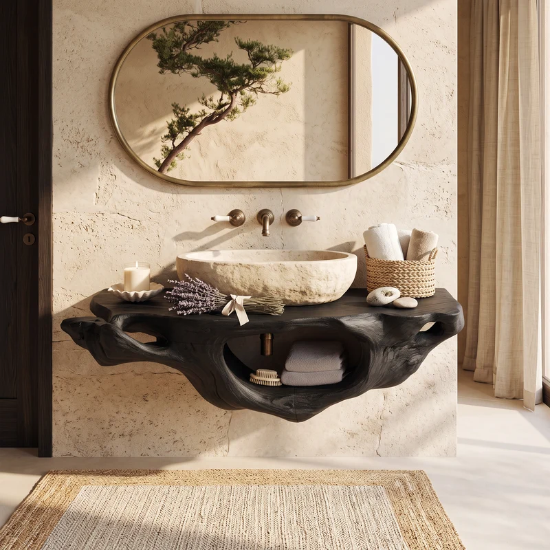 Farmhouse Live Edge Vanity For Bathroom Decor Ideas SILDTTRBAS006