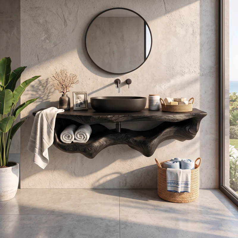 Mid Century Live Edge Floating Vanity Best Bathroom Decor SILDTTRBAS004