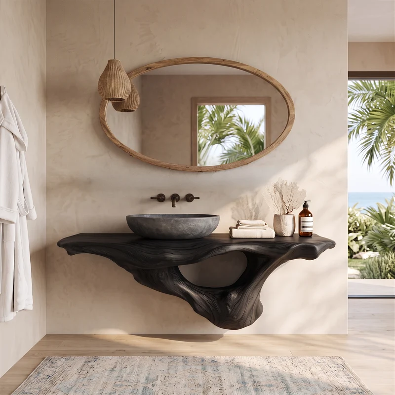 Handcrafted Live Edge Bathroom Vanity Premium Furniture SILDTTRBAS003