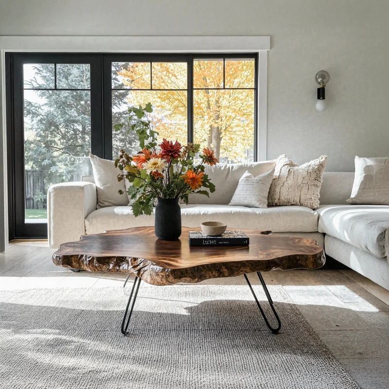 Spry Interior Mid Century Solid Wood Coffee Table, Retro Handcrafted Low Center Table for Modern Living Room Design, SILDTTRCF007