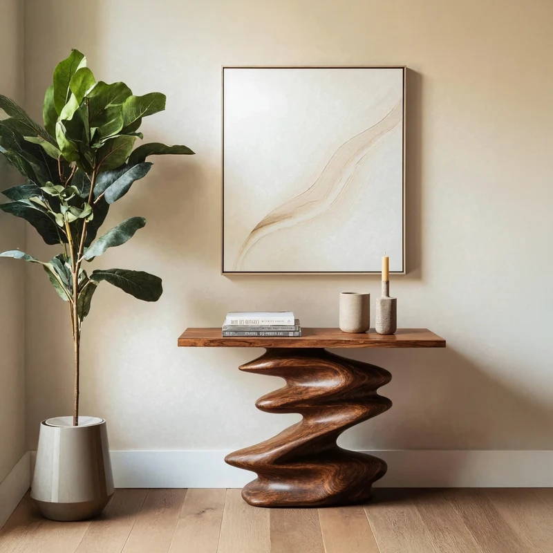 Spry Interior Handcrafted Unique Solid Wood Console Table, Rustic Entryway Accent Table for Hallway, Living Room Decor, SILDTTRCS228