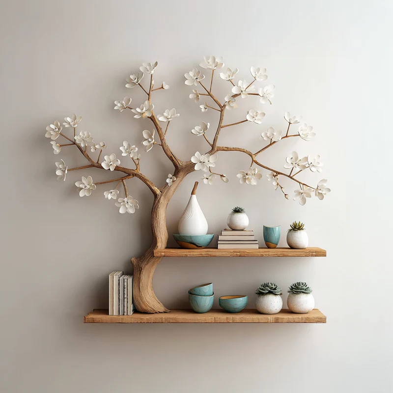 Rustic Tree Display Shelf Bedroom And Hallway SINLSATBS025