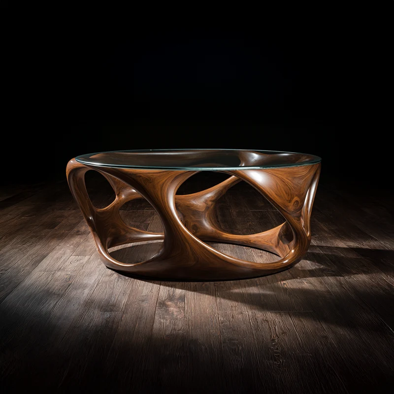 Rustic Round Coffee Table Solid Wood Decor Gift SINLSACF026