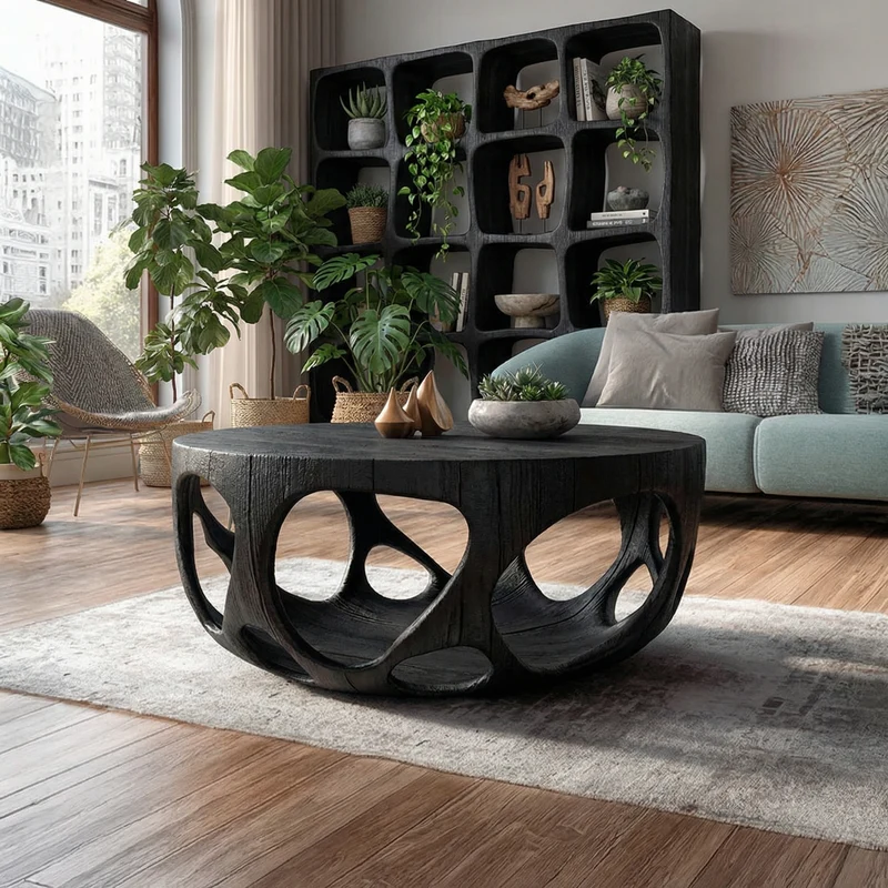 Artisan Coffee Table Natural Wood Farmhouse Gift SINLSACF025