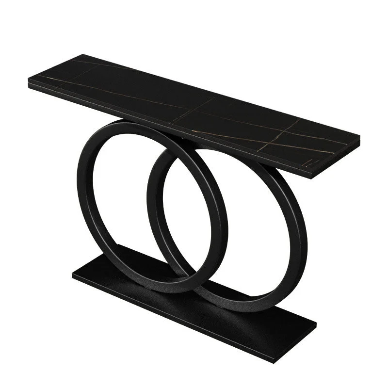 Modern Stone Console Sofa Table Metal Rectangle End Table for Hall