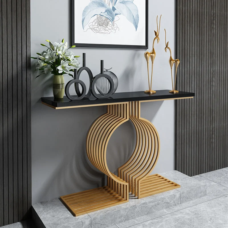 11" Wide Stone Glam Accent Table Rectangle Console Sofa Table