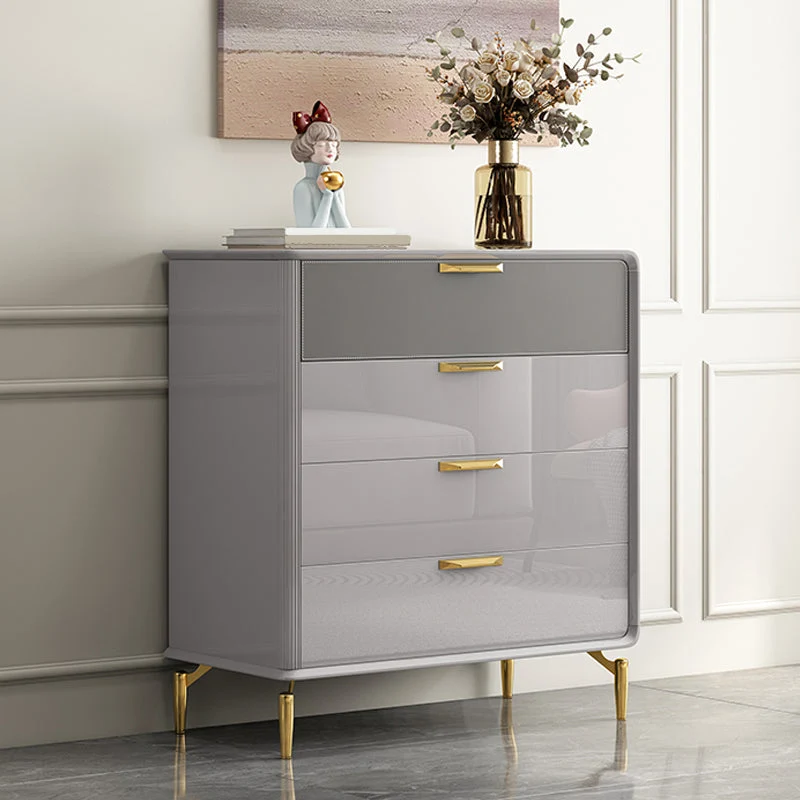 Glam Wooden Storage Chest 16" W Home Chest in Gray with Drawers