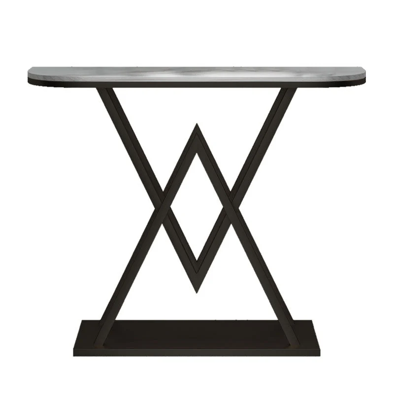 12" W Glam Marble Console Table Half Moon Stain Resistant Accent Table for Hall
