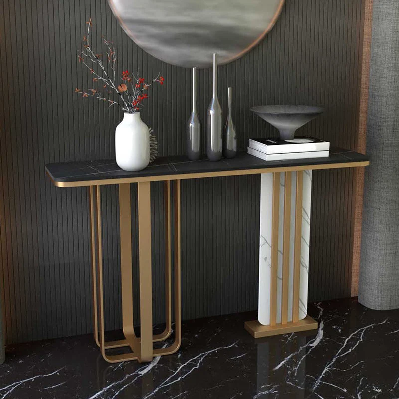 11" Wide Stone Glam Accent Table Rectangle Console Accent Table