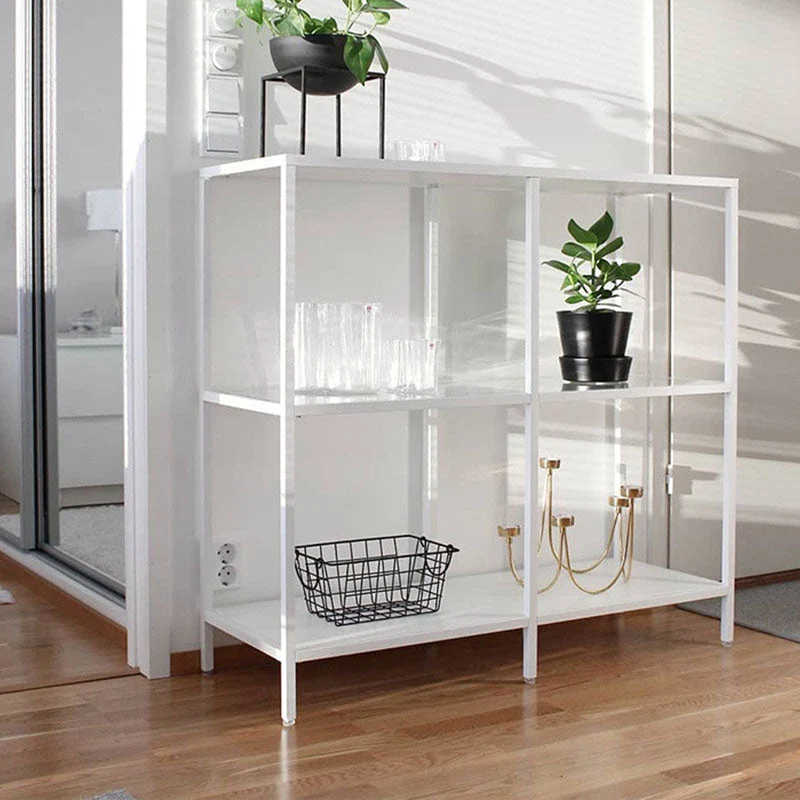 Modern Iron Console Sofa Table Rectangle End Table with Shelves for Hall
