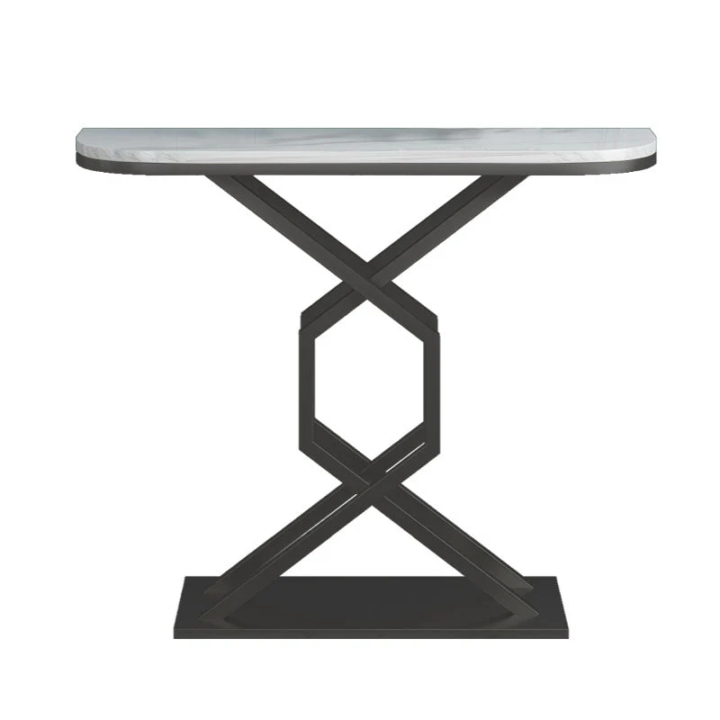Glam Marble Console Table Half Moon Stain Resistant 12" W Accent Table for Hall
