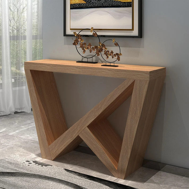 12" W Wood Console Table Mid-Century Modern Rectangle Accent Table for Hall