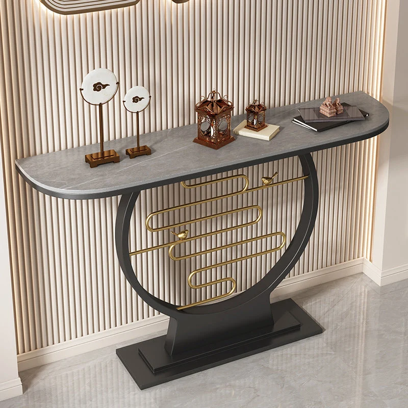 Scratch Resistant Console Table 11.8 Inch Wide Contemporary Slate Console
