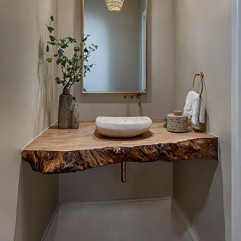 Mid Century Solid Wood Vanity Bathroom Remodel SILDTBRV198
