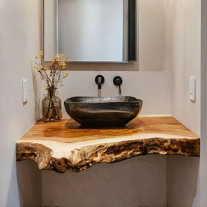 Farmhouse Solid Wood Vanity Bathroom Decor Ideas SILDTBRV194