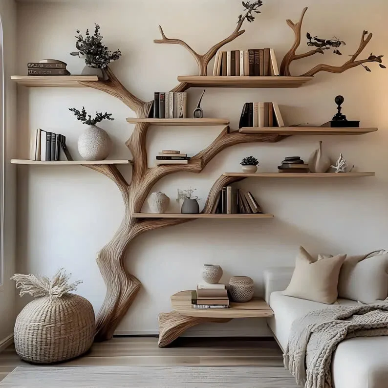 Rustic Tree Bookcase Handcrafted Home Decor Gift For Her SINLTB156