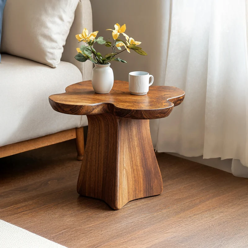 Spry Interior Rustic Solid Wood End Table, Handcrafted Bedside Nightstand & Living Room Accent Table for Small Spaces, SILDTEN120