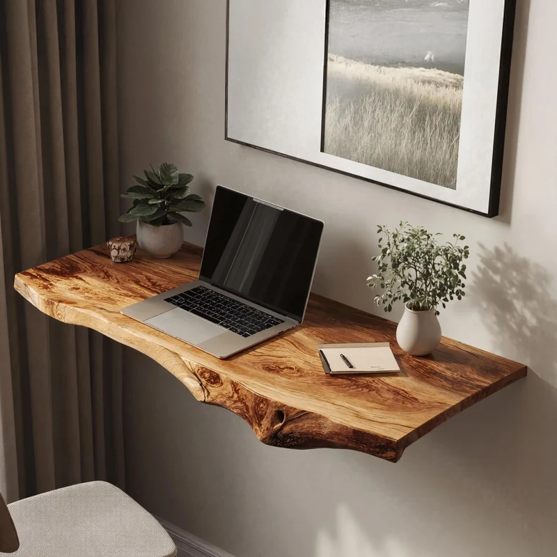 Farmhouse Solid Wood Floating Desk For Relaxed Home Environment SILDTFLD023
