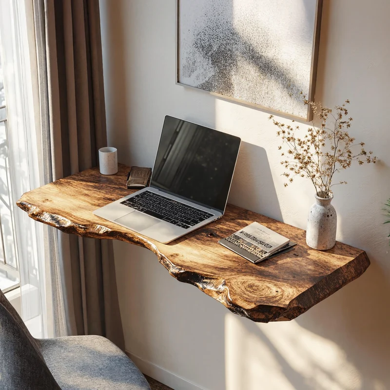 Rustic Wooden Floating Table For Warm Bedroom Atmosphere SILDTFLD014
