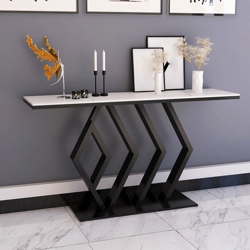 31.5" Tall 1-shelf Console Table Stone Stain Resistant Accent Table