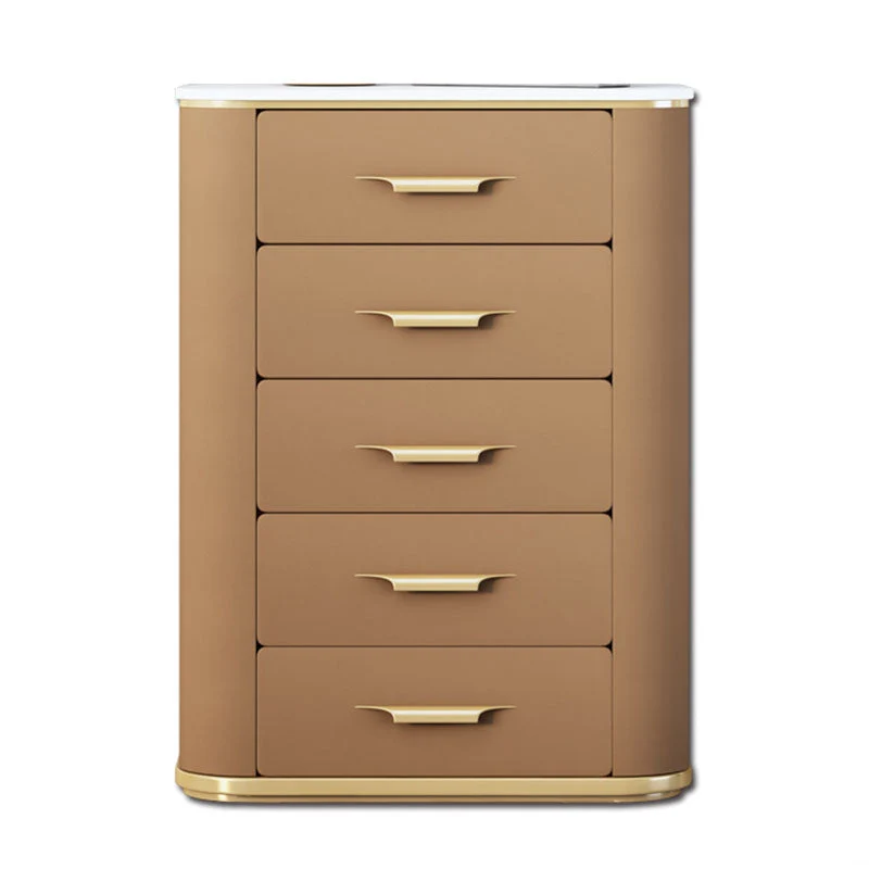 Glam Chest Bedroom Stone Vertical Storage Chest with 5 Drawers