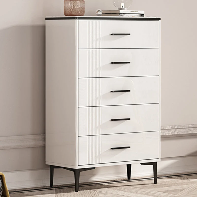 Contemporary Glam Stone Storage Chest Home Chest in White with Drawers
