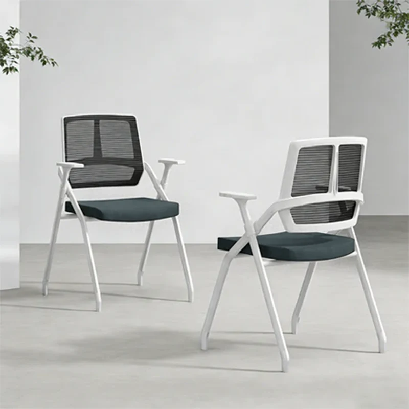 Modern Ergonomic Folding Office Chair - Rectangular Nesting Desk Chair With Flip-up Seat & 2D Armrests For Home Office