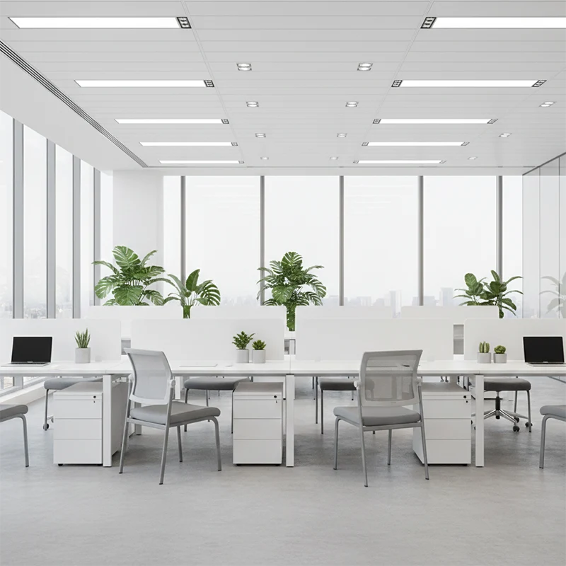 Modern Ergonomic White & Gray Mesh Office Chair - Professional Meeting & Guest Seating With Heavy-Duty Steel Base Desk Chair For Home Office