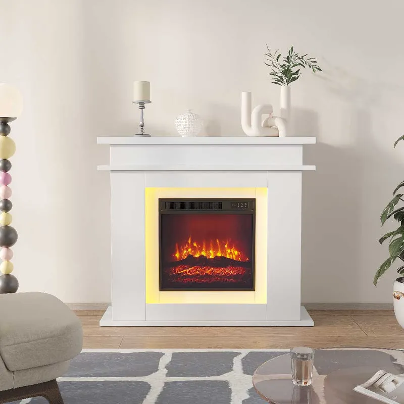 Yelenaro Elektrokamin 39 Zoll mit Heizung – 3D-Flamme & LED-Licht