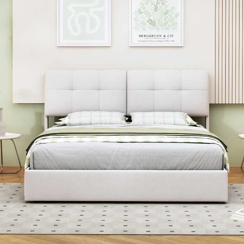 Yelenaro Hydraulisches Polsterbett mit Stauraum & Samt – Doppelbett