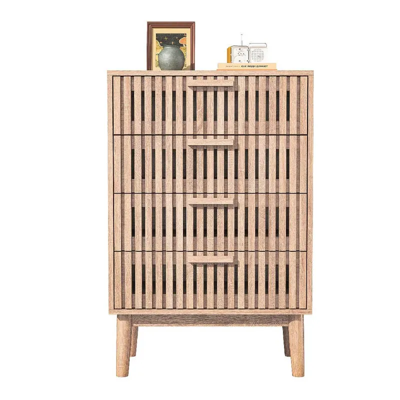 Yelenaro Kommode aus Holz & Rattan – Sideboard mit 4, 5 oder 6 Schubladen