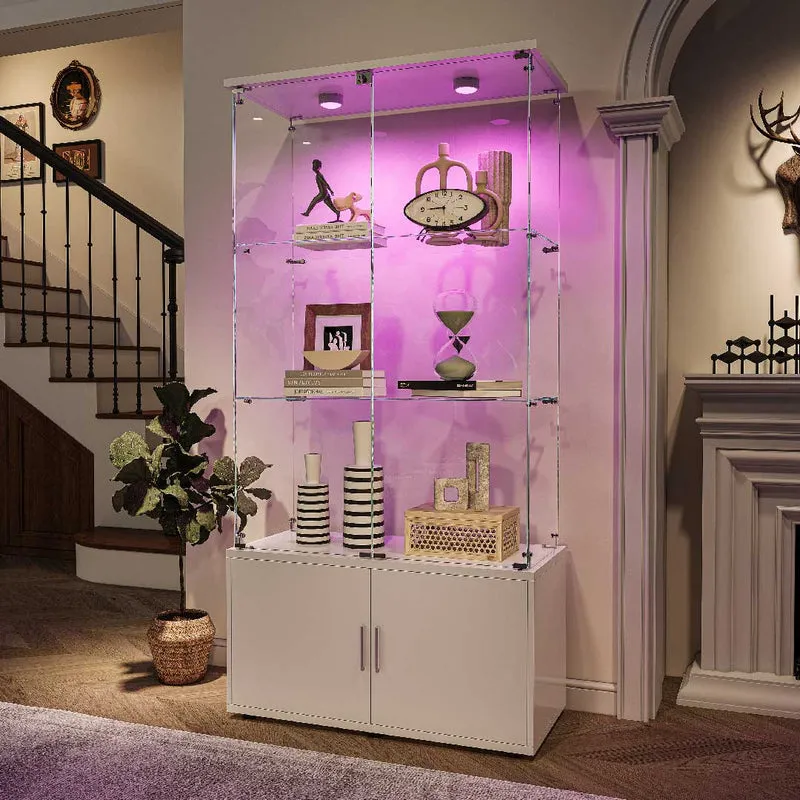 Yelenaro Glasvitrine 164 cm mit LED & Schloss – moderne Vitrine aus Sicherheitsglas