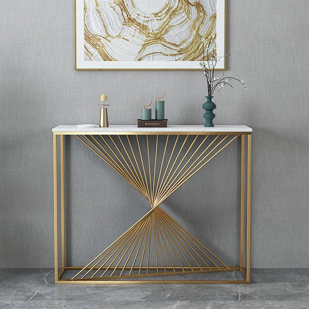 Glam Marble Console Table 12" W White Rectangle Sofa Table for Hall
