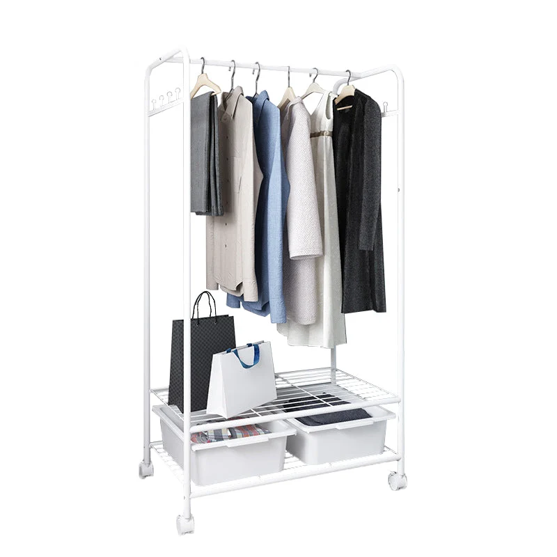 Contemporary Shelves Detail Coat Hooks Metal Coat Rack with Storage