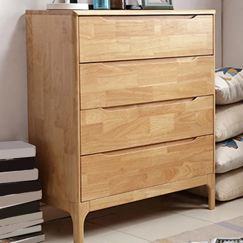Contemporary Rubber Wood Storage Chest Home Chest with Drawers