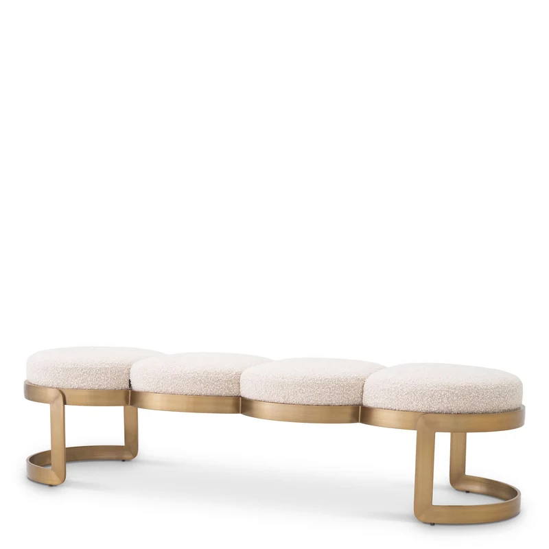 Eichholtz – Polsterbank Newport (Bouclé Cream | Brushed Brass)