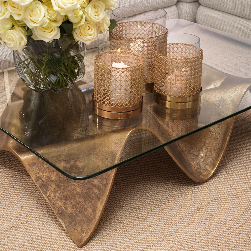 Eichholtz – Couchtisch Angelico (Vintage Brass | Klarglas)
