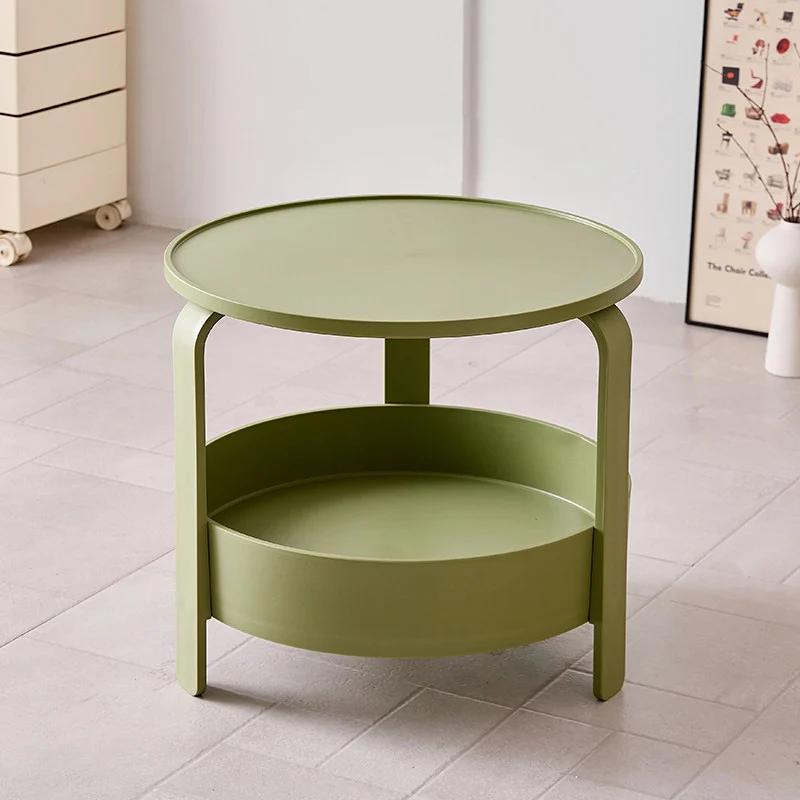 Modern Minimalist Round PP Plastic Durable Lightweight Coffee Table 2-Layer For Living Room