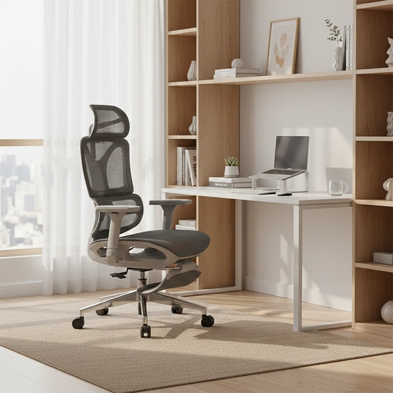 Modern Minimalist Ergonomic High-Back Office Chair: Breathable Mesh - Reclining Gaming Office Chair With Footrest For Home Office