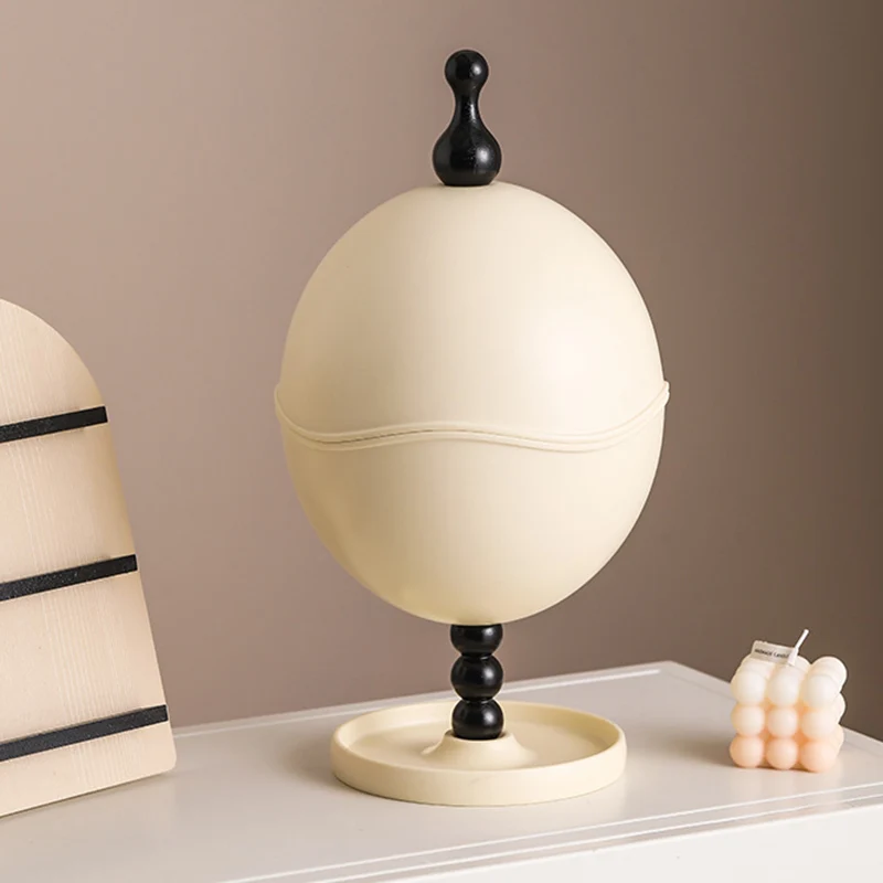 Contemporary Creative High-Density Resin Oak Wood Egg-Shaped Desktop Storage Shelf 2-Tier For Living Room & Bedroom