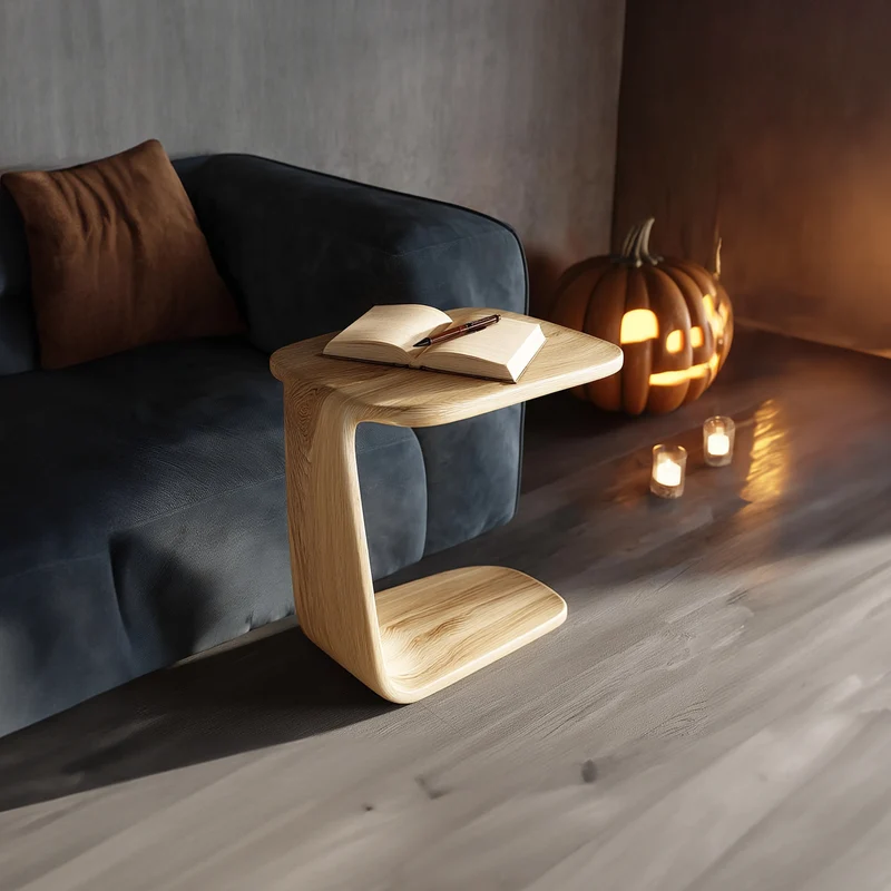 Spry Interior Organic Modern Side Table, Solid Natural Wood Sculptural Accent Table for Living Room, Bedside Nightstand End Table SINLKIBT193