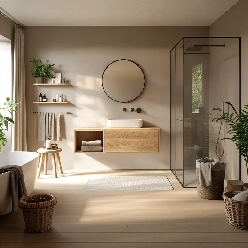 Spry Interior Floating Bathroom Vanity Cabinet, Rustic Minimalist Solid Wood Single Washstand Shelf, Wall Mounted Bathroom Storage SINLSABRV240