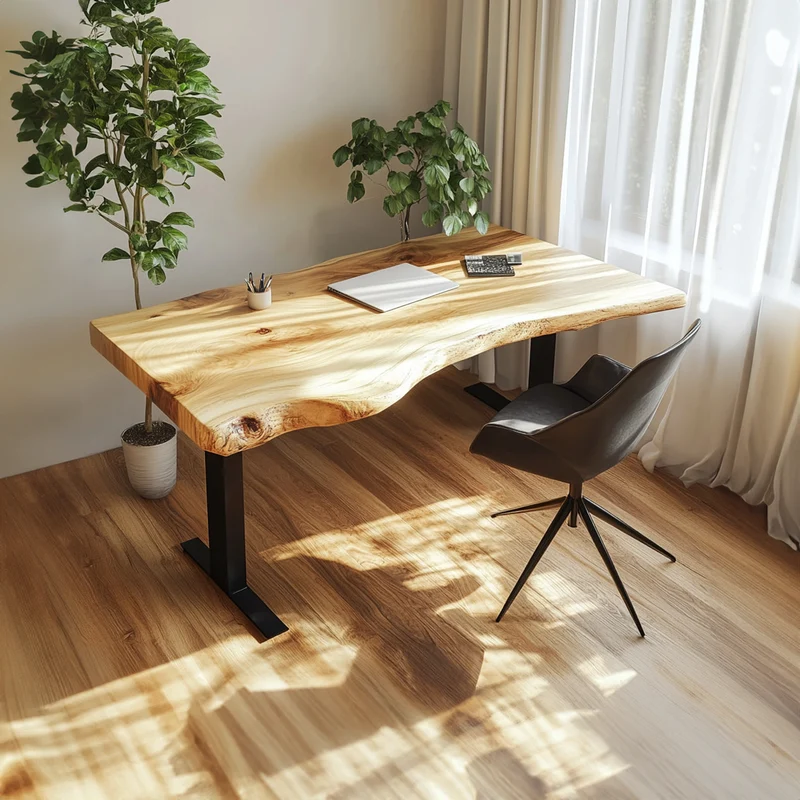 Rustic Live Edge Wooden Work Desk Modern Home Office SINLKIDK014