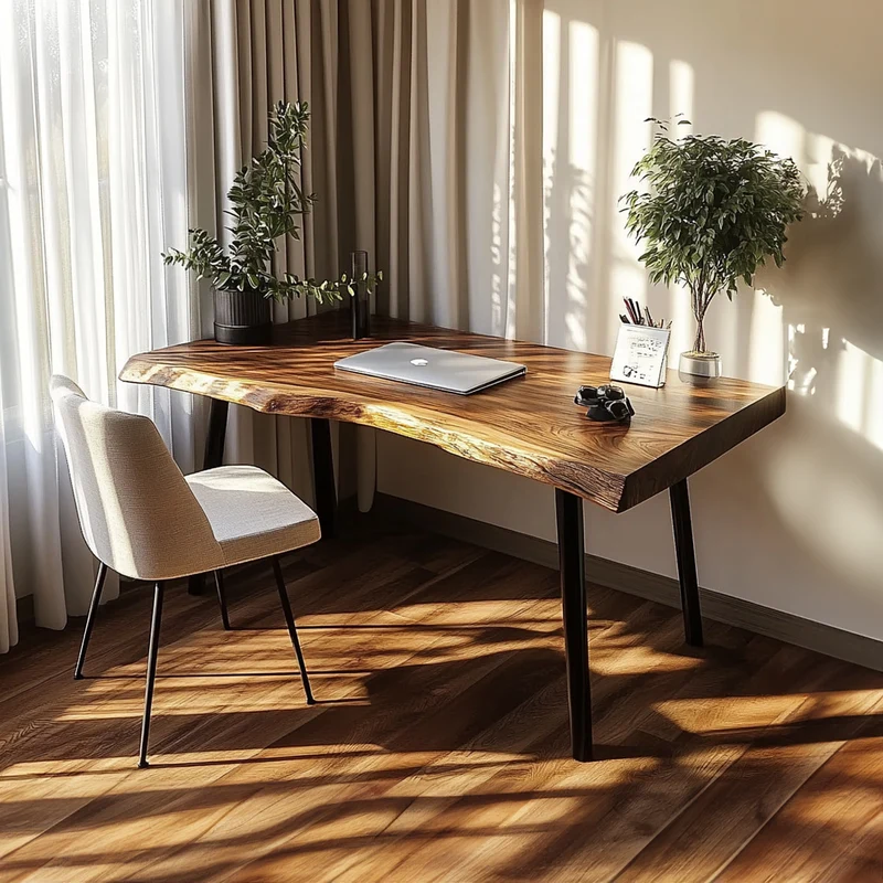 Spry Interior Rustic Modern Desk, Handcrafted Solid Wood Computer Writing Table for Bedroom, Home Office Study Workspace SINLKIDK016